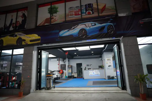 Open entrance into the KOYA detailing bay