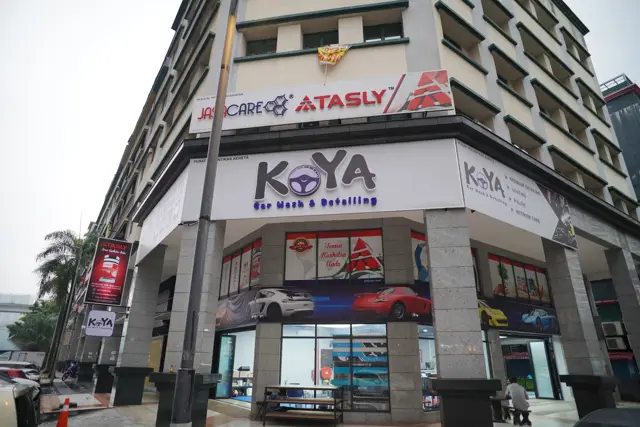 KOYA building frontage with illuminated signage